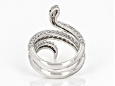 White And Green Cubic Zirconia Platinum Over Sterling Silver Snake Ring 2.95ctw