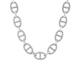 White Cubic Zirconia Rhodium Over Sterling Silver Mariner Link Necklace 10.72ctw