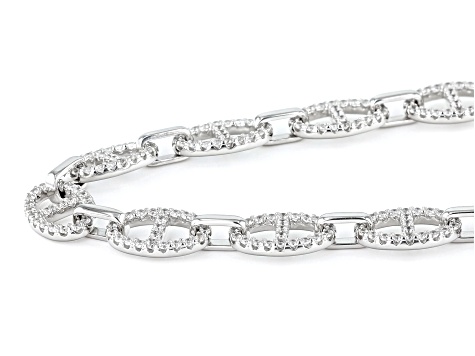 White Cubic Zirconia Rhodium Over Sterling Silver Mariner Link Necklace 10.72ctw