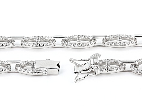 White Cubic Zirconia Rhodium Over Sterling Silver Mariner Link Necklace 10.72ctw
