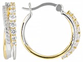 White Cubic Zirconia Rhodium And 18k Yellow Gold Over Sterling Silver Hoops 1.27ctw