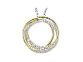 White Cubic Zirconia Rhodium And 18k Yellow Gold Over Sterling Pendant 0.86ctw