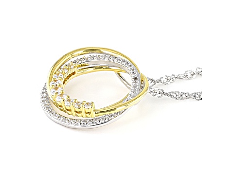 White Cubic Zirconia Rhodium And 18k Yellow Gold Over Sterling Pendant 0.86ctw