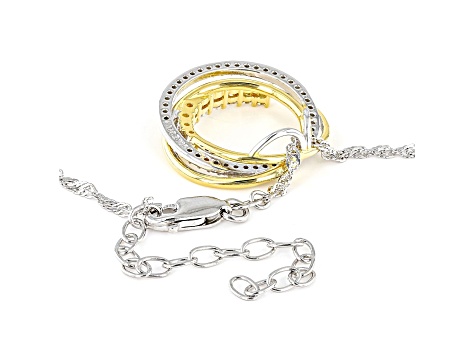 White Cubic Zirconia Rhodium And 18k Yellow Gold Over Sterling Pendant 0.86ctw