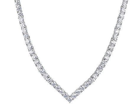 White Cubic Zirconia Platinum Over Sterling Silver Tennis Necklace 35.64ctw