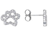 White Cubic Zirconia Rhodium Over Sterling Silver Paw Print Earrings 0.66ctw