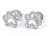 White Cubic Zirconia Rhodium Over Sterling Silver Paw Print Earrings 0.66ctw