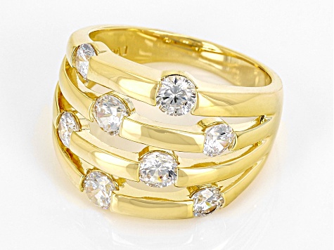 White Cubic Zirconia 18k Yellow Gold Over Sterling Silver Ring 2.68ctw