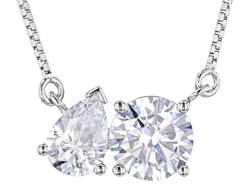 Picture of White Cubic Zirconia Rhodium Over Sterling Silver Necklace 2.97ctw