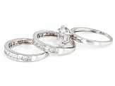 White Cubic Zirconia Rhodium Over Sterling Silver Rings Set of 3 5.12ctw