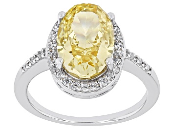 Picture of Yellow And White Cubic Zirconia Rhodium Over Sterling Silver Starry Cut Ring 7.47ctw