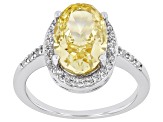 Yellow And White Cubic Zirconia Rhodium Over Sterling Silver Starry Cut Ring 7.47ctw