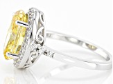 Yellow And White Cubic Zirconia Rhodium Over Sterling Silver Starry Cut Ring 7.47ctw