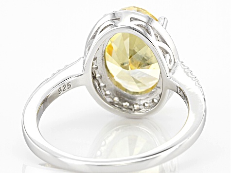 Yellow And White Cubic Zirconia Rhodium Over Sterling Silver Starry Cut Ring 7.47ctw