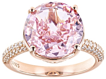 Picture of Pink And White Diamond Simulants 18k Rose Gold Over Sterling Silver Starry Cut Ring 17.68ctw