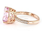 Pink And White Diamond Simulants 18k Rose Gold Over Sterling Silver Starry Cut Ring 17.68ctw