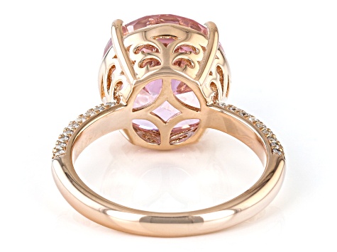 Pink And White Diamond Simulants 18k Rose Gold Over Sterling Silver Starry Cut Ring 17.68ctw