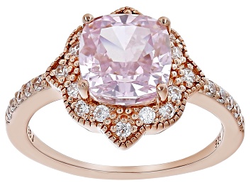 Picture of Pink And White Cubic Zirconia 18k Rose Gold Over Sterling Silver Starry Cut Ring 5.20ctw