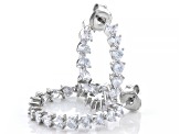 White Cubic Zirconia Rhodium Over Sterling Silver Heart Hoops 5.84ctw