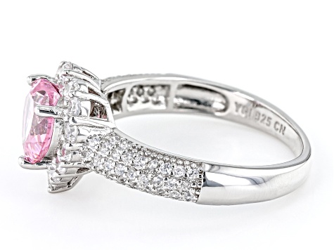 Engagement 925 Sterling Silver Heart Ring CZ Women Pink & White Women  Jewelry