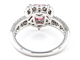 Pink And White Cubic Zirconia Rhodium Over Sterling Silver Heart Ring 3.55ctw