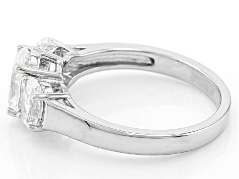 Buy Moissanite Hoop Earrings in Platinum Over Sterling Silver 2.00 ctw