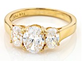 White Cubic Zirconia 18k Yellow Gold Over Sterling Silver Ring 3.97ctw