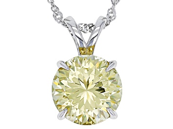 Picture of Yellow Cubic Zirconia Rhodium Over Sterling Silver Firework Cut Pendant With Chain 11.52ctw