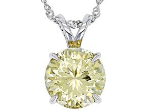 Yellow Cubic Zirconia Rhodium Over Sterling Silver Firework Cut Pendant With Chain 11.52ctw