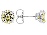 Yellow Cubic Zirconia Rhodium Over Sterling Silver Firework Cut Earrings 7.00ctw