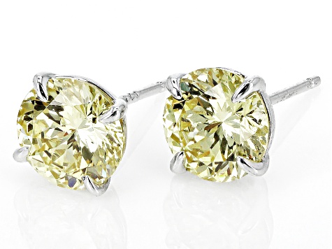 Yellow Cubic Zirconia Rhodium Over Sterling Silver Firework Cut Earrings 7.00ctw
