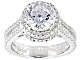 White Cubic Zirconia Rhodium Over Sterling Silver 130 Facet Ring 6.41ctw