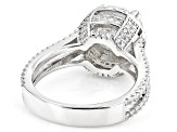 White Cubic Zirconia Rhodium Over Sterling Silver 130 Facet Ring 6.41ctw