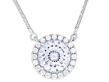 Picture of White Cubic Zirconia Rhodium Over Sterling Silver 130 Facet Necklace 5.43ctw