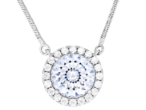 White Cubic Zirconia Rhodium Over Sterling Silver 130 Facet Necklace 5.43ctw