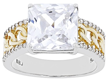 Picture of White Cubic Zirconia Rhodium And 18k Yellow Gold Over Sterling Silver Ring 7.52ctw