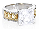 White Cubic Zirconia Rhodium And 18k Yellow Gold Over Sterling Silver Ring 7.52ctw