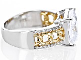 White Cubic Zirconia Rhodium And 18k Yellow Gold Over Sterling Silver Ring 7.52ctw