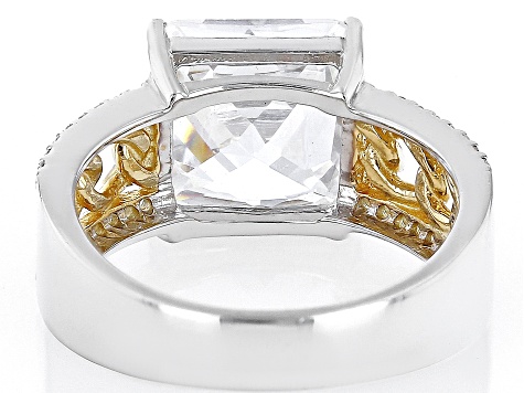 White Cubic Zirconia Rhodium And 18k Yellow Gold Over Sterling Silver Ring 7.52ctw