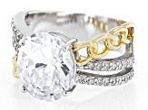 White Cubic Zirconia Rhodium And 18k Yellow Gold Over Sterling Silver Ring 7.66ctw