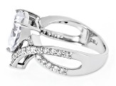 White Cubic Zirconia Rhodium Over Sterling Silver Heart Ring 6.23ctw