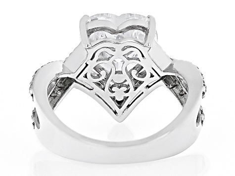 White Cubic Zirconia Rhodium Over Sterling Silver Heart Ring 6.23ctw