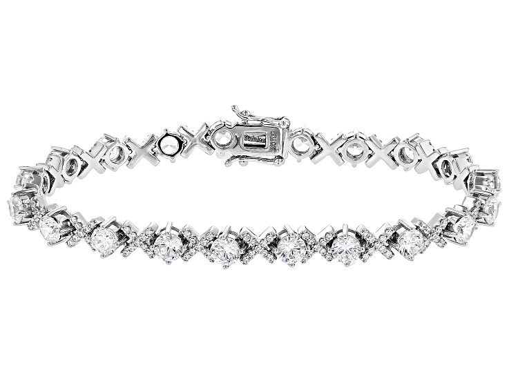 White Cubic Zirconia Rhodium Over Sterling Silver Tennis