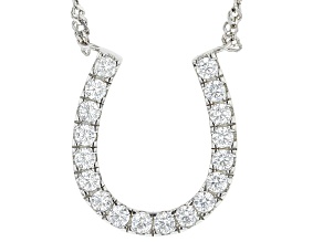 White Cubic Zirconia Rhodium Over Sterling Silver Horseshoe Necklace 1.14ctw