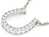 White Cubic Zirconia Rhodium Over Sterling Silver Horseshoe Necklace 1.14ctw