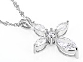 White Cubic Zirconia Rhodium Over Sterling Silver Cross Pendant With Chain 2.88ctw