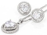 White Cubic Zirconia Rhodium Over Sterling Silver Jewelry Set 6.23ctw