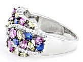 Multi-Gem Simulants Rhodium Over Sterling Silver Ring 2.55ctw