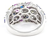 Multi-Gem Simulants Rhodium Over Sterling Silver Ring 2.55ctw