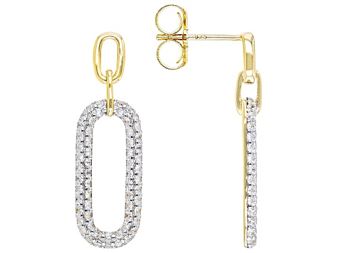 White Cubic Zirconia Rhodium And 18k Yellow Gold Over Sterling Silver Paperclip Earrings 1.78ctw